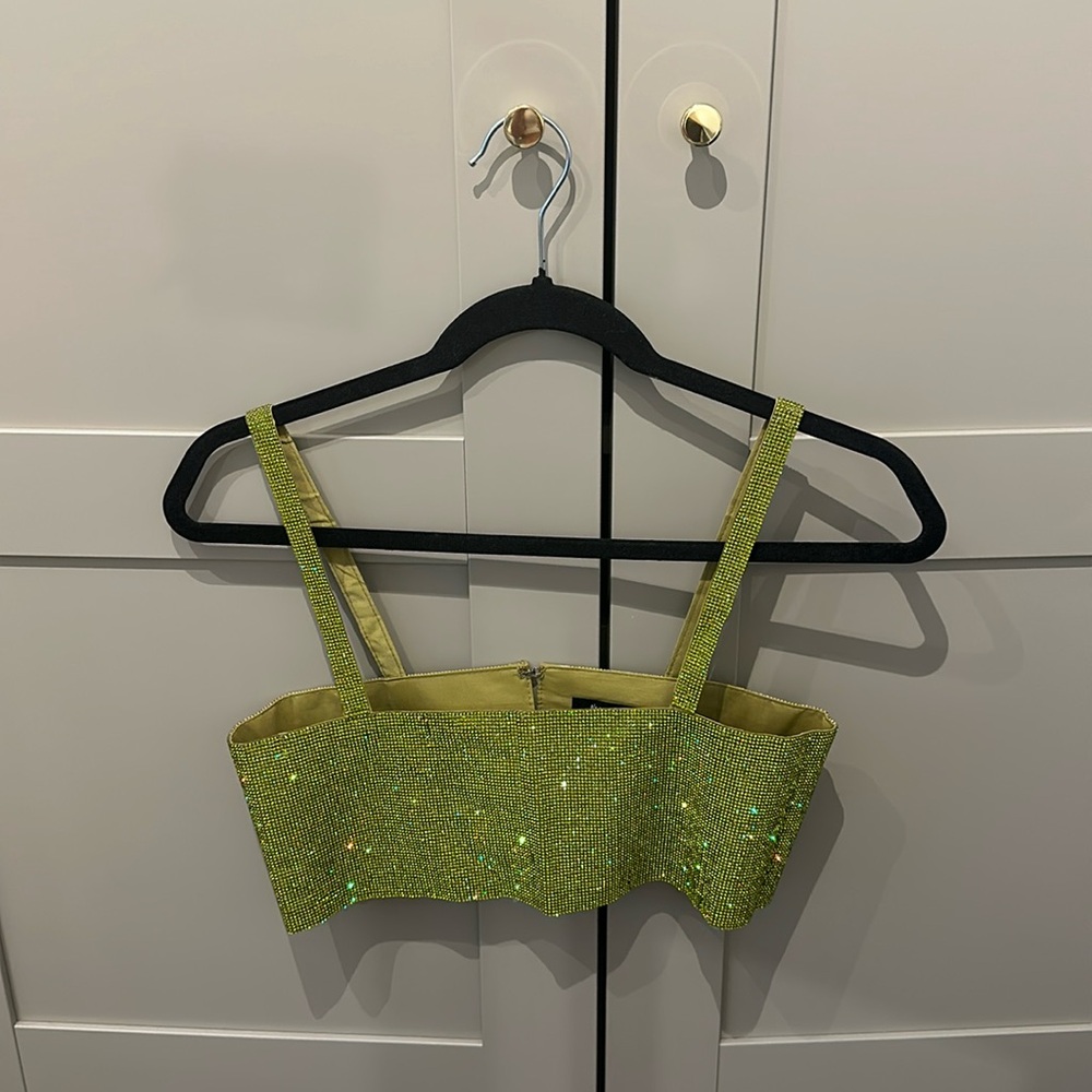 Nasty gal green diamanté crop top